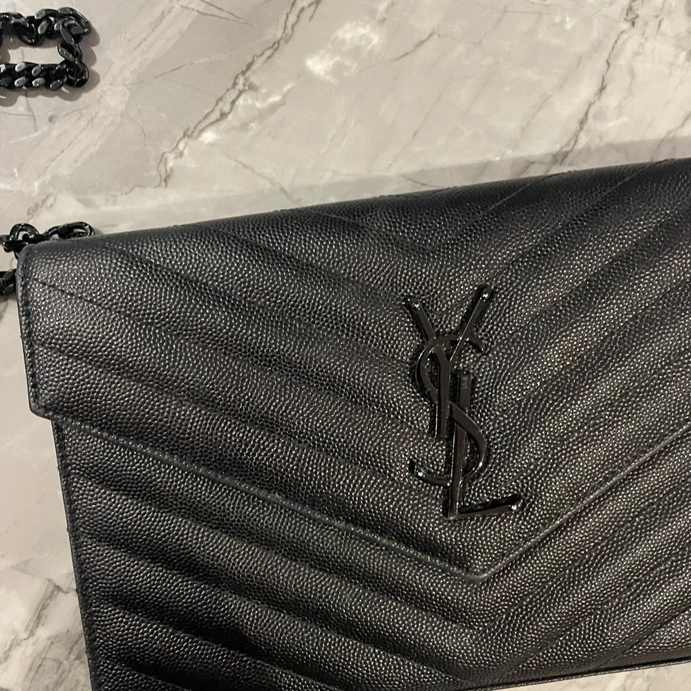 YSL black on black envelope handbag - Picture 12 of 13